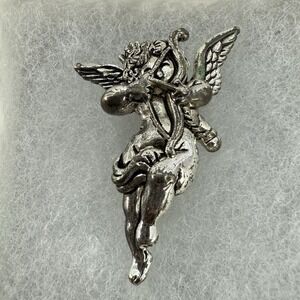 SILVER TONE SLIDE PENDANT PIN CHERUB ANGEL CUPID'S BOW ARROW SCARF CLIP NEW